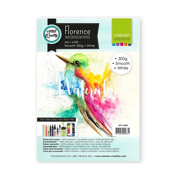 Vaessen Florence • Aquarellpapier Smooth Weiß 300gr A4 100Blätter 3 Vaessen Florence • Aquarellpapier Smooth Weiß 300gr A4 100Blätter