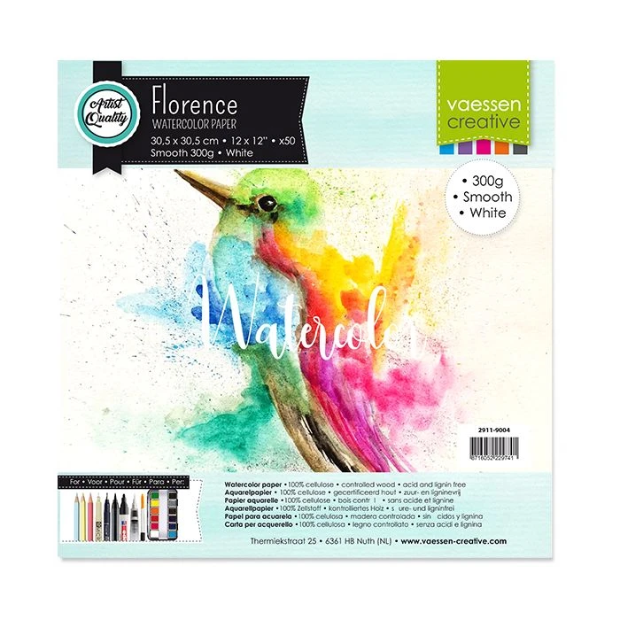 Vaessen Florence • Aquarellpapier Smooth Weiß 300gr 30,5x30,5cm 50Blätter 3 Vaessen Florence • Aquarellpapier Smooth Weiß 300gr 30,5x30,5cm 50Blätter