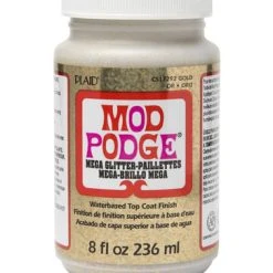 Mod Podge • Mega Glitter Top Coat Finish Gold 8 Fl Oz