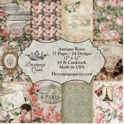 Decoupage Queen - Antique Roses Scrapbook Set - 12" X 12"