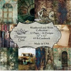 Decoupage Queen - Weathered And Worn Scrapbook Set - 12" X 12"